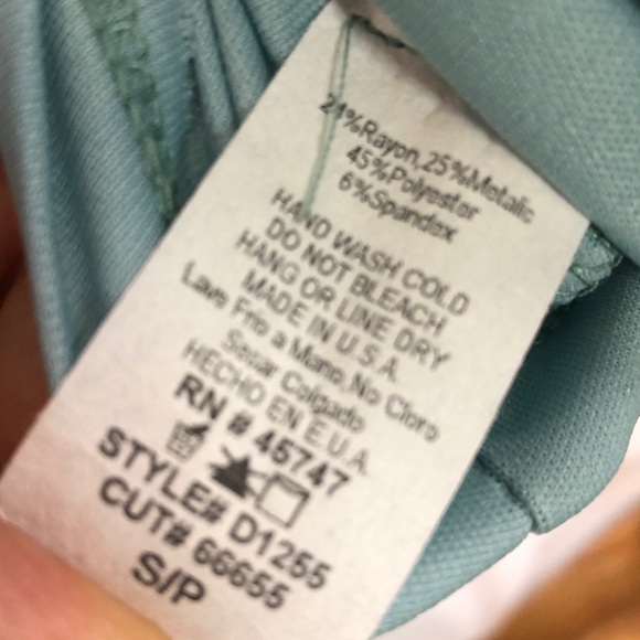 DuO Turtleneck Metallic Mint Open Back Mini Dress - Picture 9 of 9